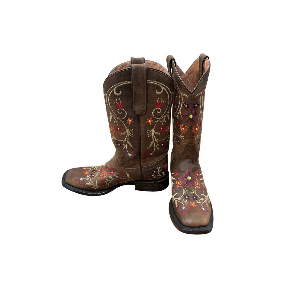 NEW STETSON women's floral flow boots in brown